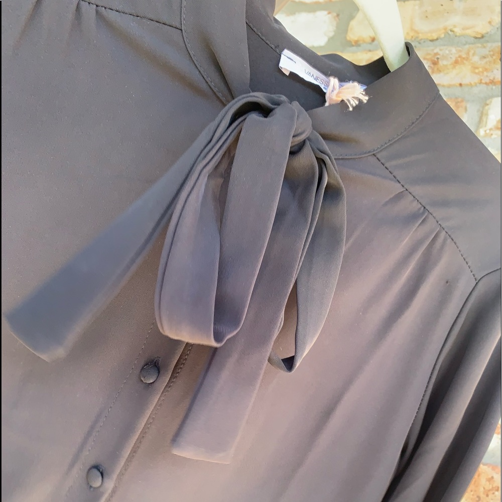 Vanessa Zani Long Sleeve Tie Neck Dress Sz Medium Buttons Hidden zipper … - Picture 5 of 11